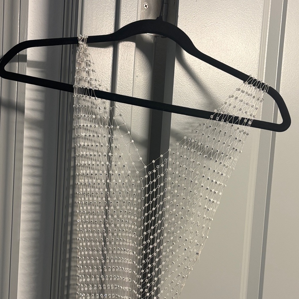 Elegant Beaded Mesh beach cover up